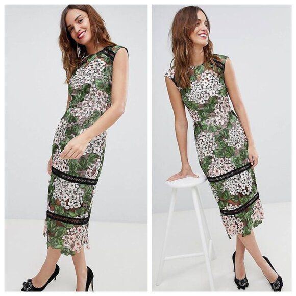 Bronx & Banco Cherry Hydrangea Embroidered Lace Floral...